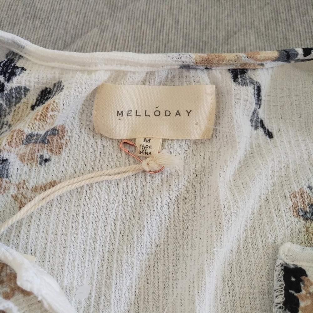 Melloday Bohemian☮️ Style Floral💐 Blouse - NWT - Picture 6 of 12